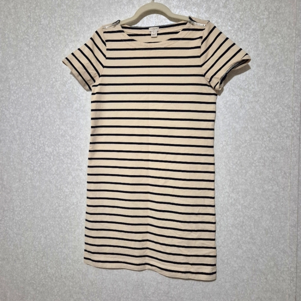 J. Crew Navy Striped Short Sleeve Dress..size:S